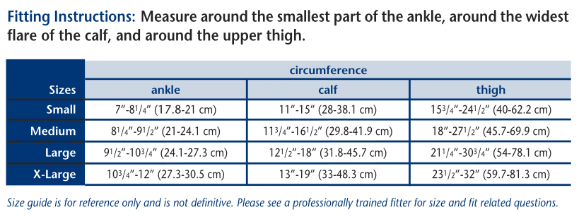 Truform 254 Size Chart